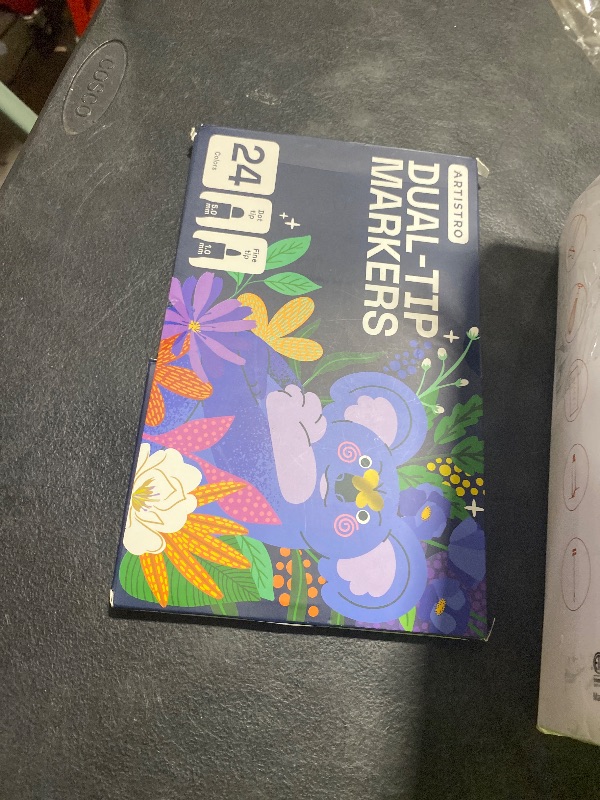 Photo 1 of ARTISTRO Acrylic Paint Markers for Rock, Fabric, Wood, Glass, Craft - 24 Quick Dry Dual-Tip Paint Pens for Halloween Decorations - Pumpkin Painting Kit, Drawing Markers, Art Supplies, Christmas Gift