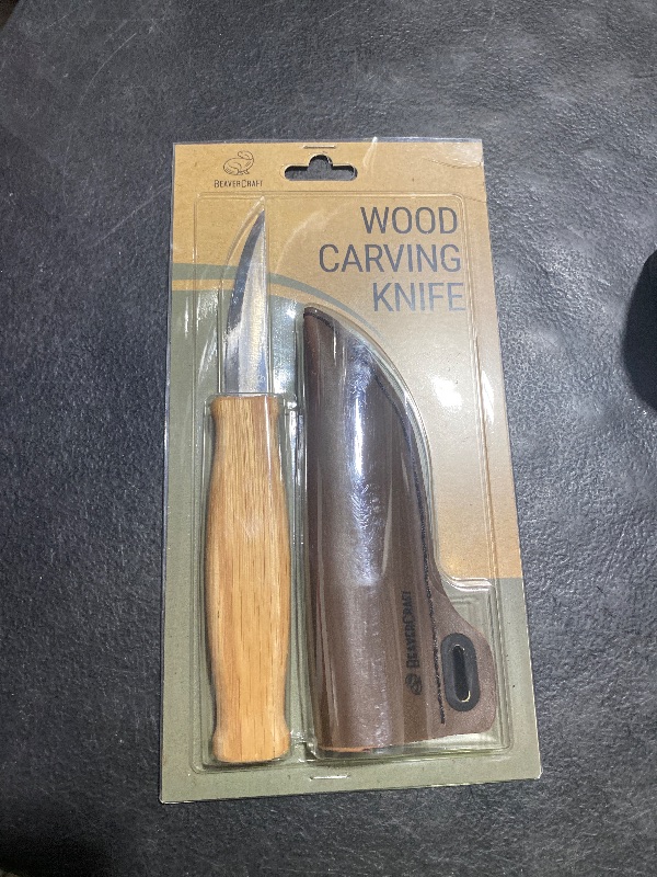 Photo 1 of BeaverCraft Wood Carving Sloyd Knife C4s 3" - Whittling Knife with Leather Sheath for Carvers - Chip Wood Carving Tools for Beginner and Profi