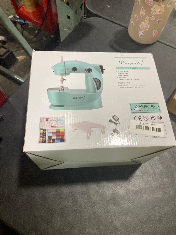 Photo 1 of Magicfly Mini Sewing Machine with Extension Table, Dual Speed Portable Sewing Machine for Beginners with Light, Sewing Kit for Household Use, Blue