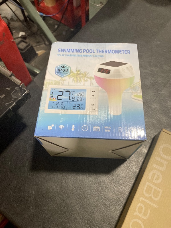 Photo 1 of Likiyol 2025 Upgraded Wireless Pool Thermometer Floating Easy Read with Light Show & 330 FT Remote Indoor Monitor, Solar Digital Pool Thermometer IP68 Waterproof for Pools Ponds Hot Tubs