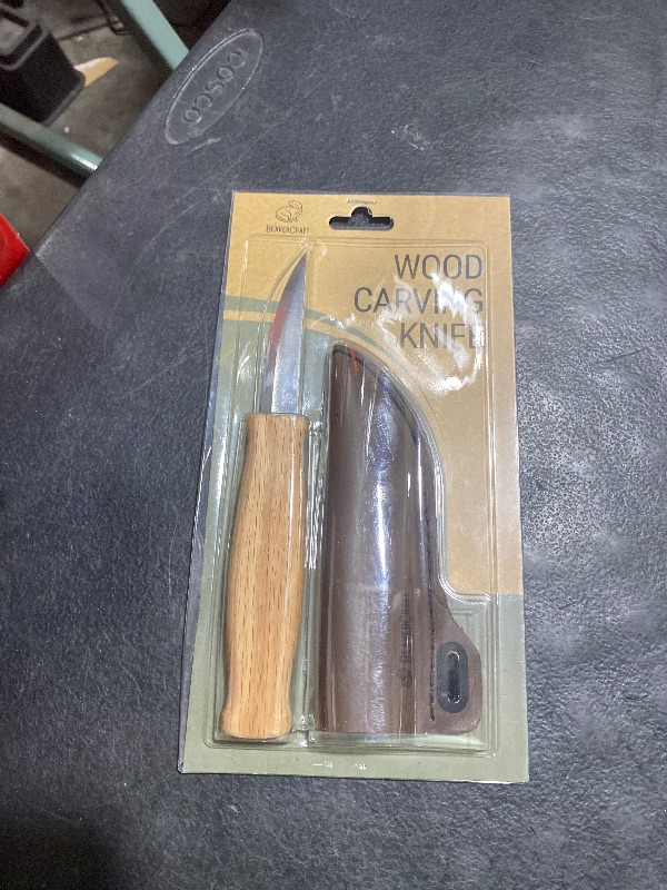 Photo 1 of BeaverCraft Wood Carving Sloyd Knife C4s 3" - Whittling Knife with Leather Sheath for Carvers - Chip Wood Carving Tools for Beginner and Profi