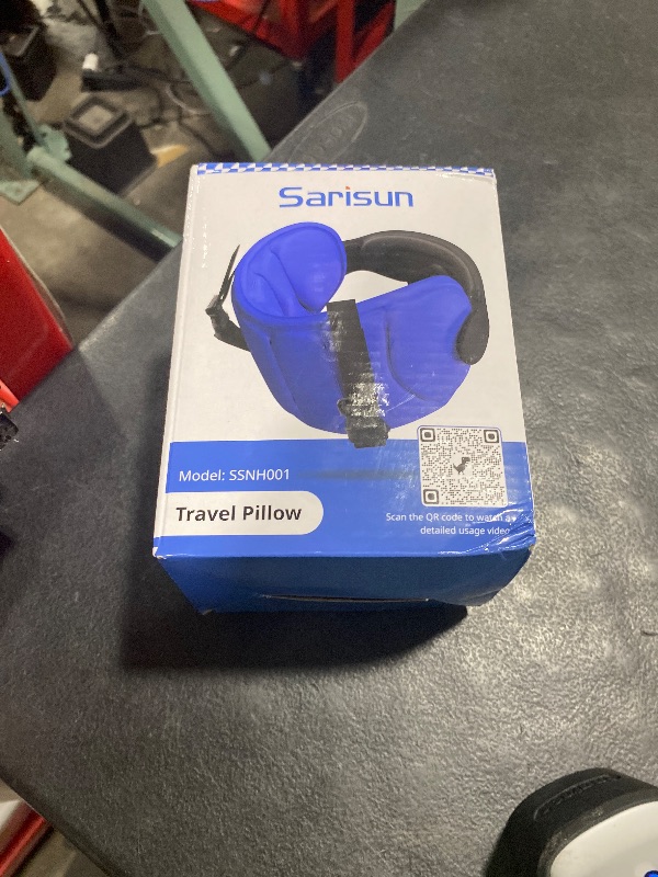 Photo 1 of SARISUN Travel Pillows for Airplanes, Airplane Pillow for Long Flight, Airplane Head Strap with Sleep Eye Mask, 360° Headrest for Car Trip, Stop Bobblehead, Mottled Grey