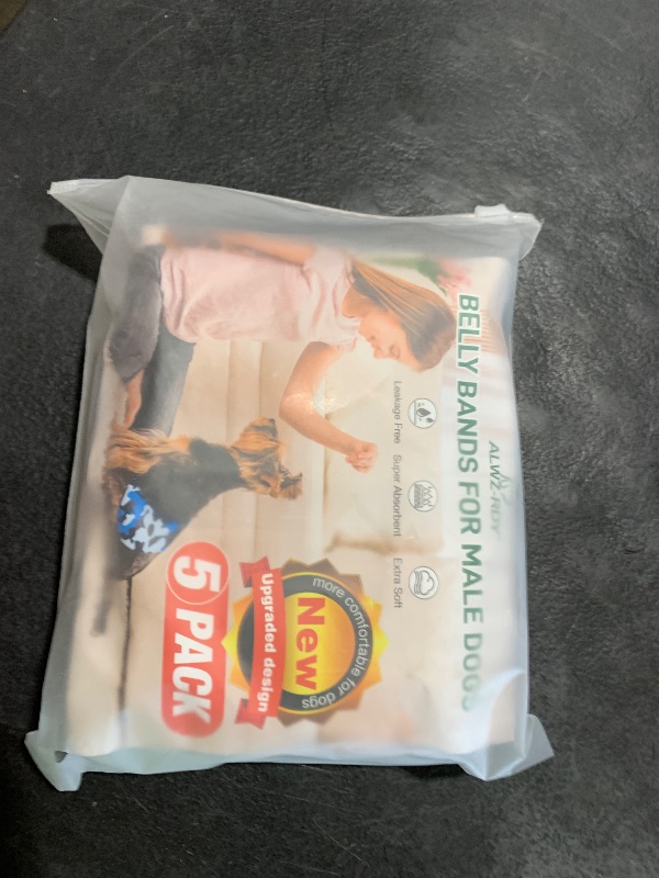 Photo 1 of Belly Bands for Male Dogs 5 Pack Washable Dog Diapers Reusable Male Dog Pee Wraps with 5pcs Dog Diaper Liners for Doggie in Incontinence or Excitable Urination and Training, XS