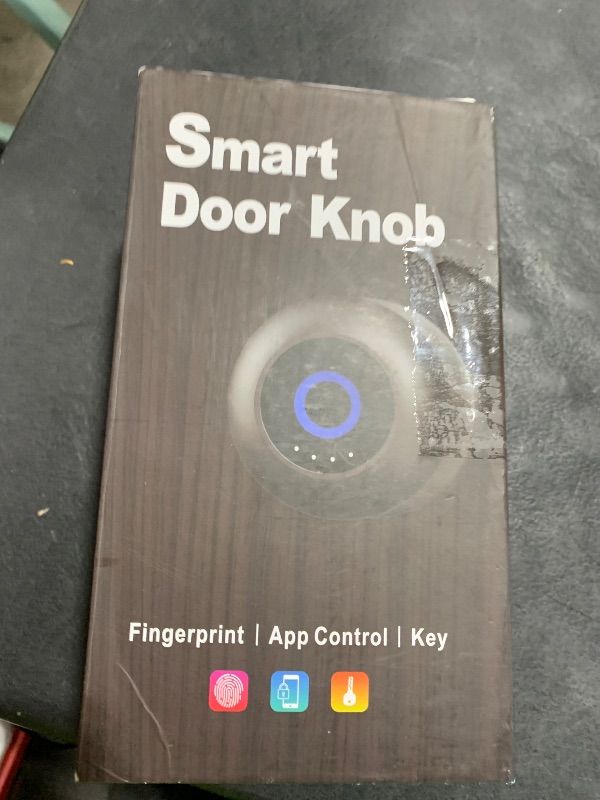 Photo 1 of eLinkSmart Fingerprint Door Lock Smart Door Knob with Key Keyless Entry Door Lock for Bedroom Apartment with Privacy Mode Clear Voice Prompt Bluetooth App Control Glod