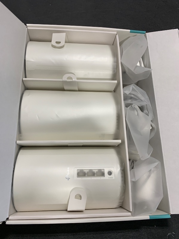 Photo 1 of TP-Link Deco XE75 AXE5400 Tri-Band WiFi 6E Mesh System - Wi-Fi up to 7200 Sq.Ft, Engadget Rated Best Mesh for Most People, Replaces WiFi Router and Extender, AI-Driven Mesh New 6GHz Band, 3-Pack