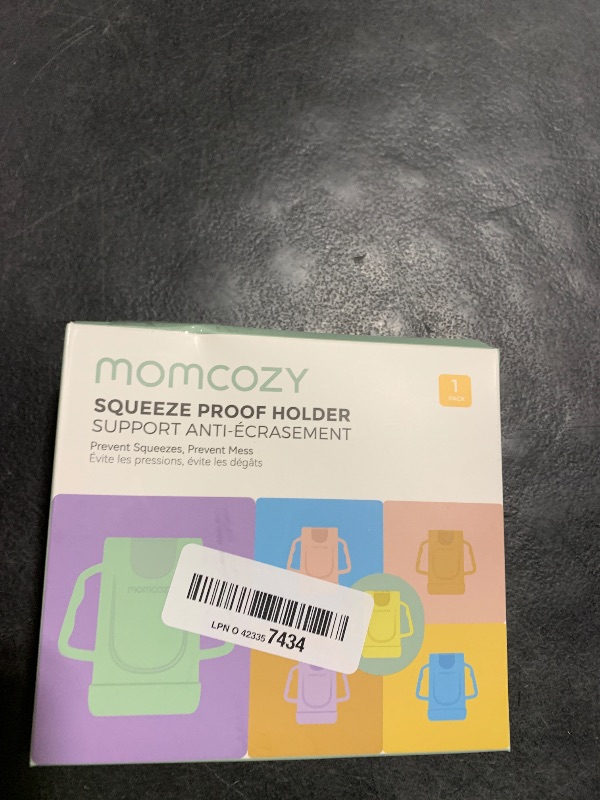 Photo 1 of Momcozy Baby Pouch Holder No Squeeze, Baby Food & Juice Box Holder, Mess-Free, Easy Grip for Self-Feeding, BPA-Free & DEHP-Free, Must-Have for Babies, Blue