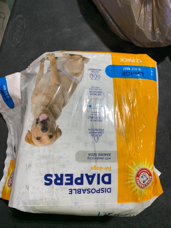 Photo 1 of Arm & Hammer for Pets Female Dog Diapers, Size Large, 12 Count | Ultra-Absorbent, Adjustable Girl Dog Diapers with Leak-Proof Protection and Wetness Indicator
