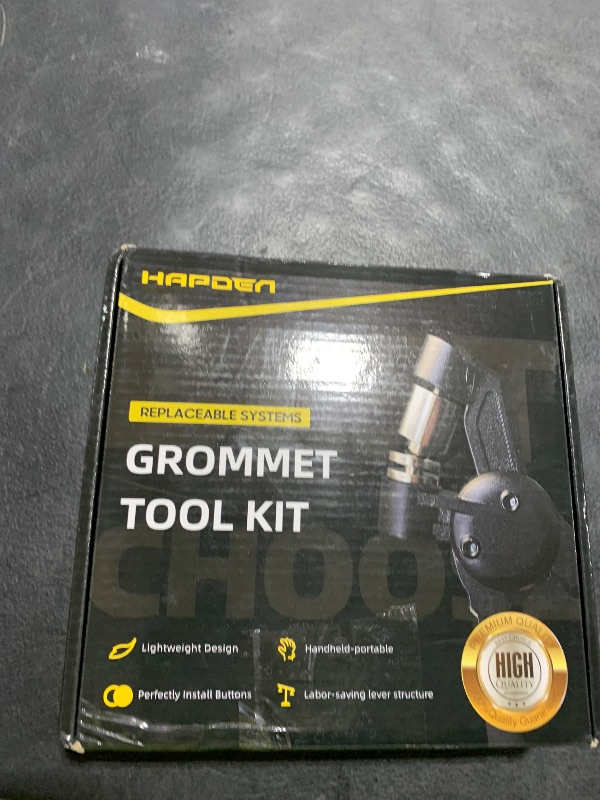Photo 1 of HAPDEN Grommet Tool Kit, 3/8 inch Handheld Eyelet Kit Manual Grommet Press Machine with 500 pcs 10 mm Grommets