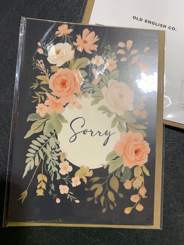 Photo 1 of Old English Co. Thoughtful Sorry Card for Friends and Family - Floral Apologies Card for Him or Her - Sympathy, Condolences, Bereavement, Thinking of You | Blank Inside