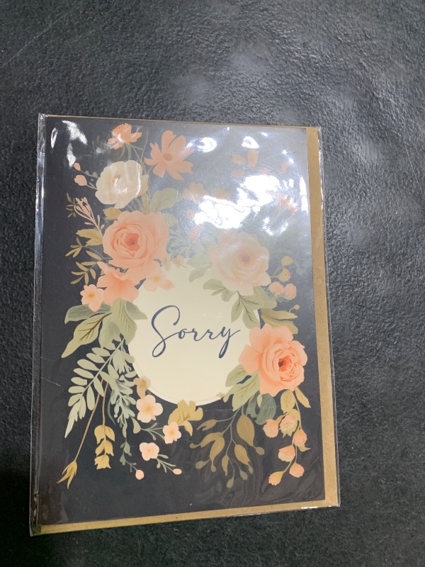 Photo 1 of Old English Co. Thoughtful Sorry Card for Friends and Family - Floral Apologies Card for Him or Her - Sympathy, Condolences, Bereavement, Thinking of You | Blank Inside