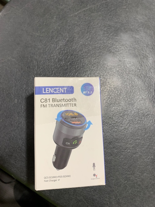 Photo 1 of LENCENT Car FM Transmitter, Wireless Bluetooth 5.1 Radio Adapter Car Kit with Big Button, Type C PD 20W and QC3.0 18W Car Fast Charger, Bass Lossless Hi-Fi Sound Music Streaming, Wireless Call