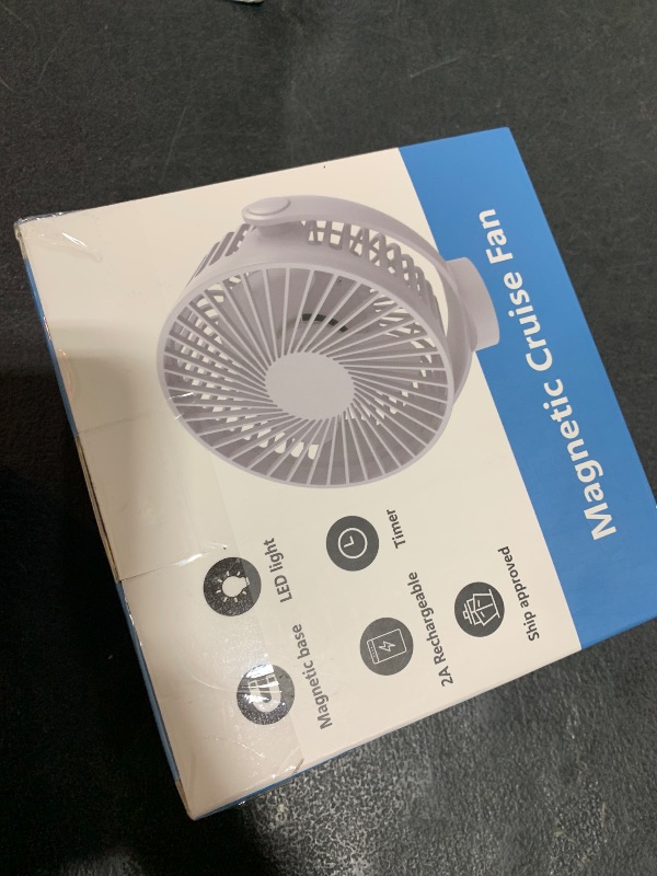 Photo 1 of Magnetic Cruise Fan with 8000mAh Rechargeable Battery, LED Light, Timer&Power Output, Magnetically Sticks on Cabin Ceilings and Walls, Ship Approved Cabin Air Circulator