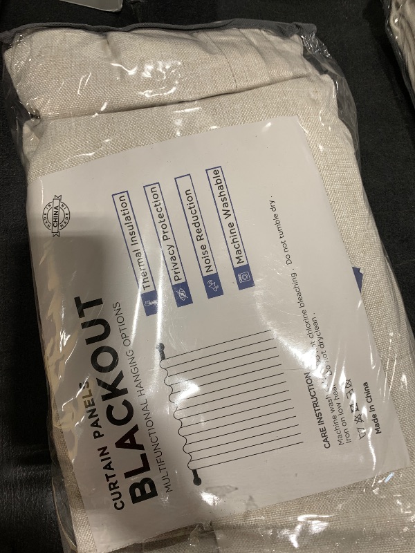 Photo 1 of 100% Blackout Shield Linen Blackout Curtains for Bedroom 96 Inches Long, Back Tab/Rod Pocket Living Room Drapes, Thermal Insulated Blackout Curtains 2 Panels Set, 50" W x 96" L,Cream