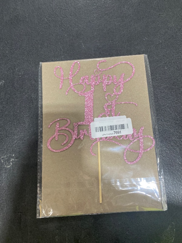 Photo 1 of Bejotaa Pink Happy 1st Birthday Cake Topper 1pcs Glitter Cake Topper for One Birthday/Anniversary Theme Party Cake Decorations Supplies (1st)