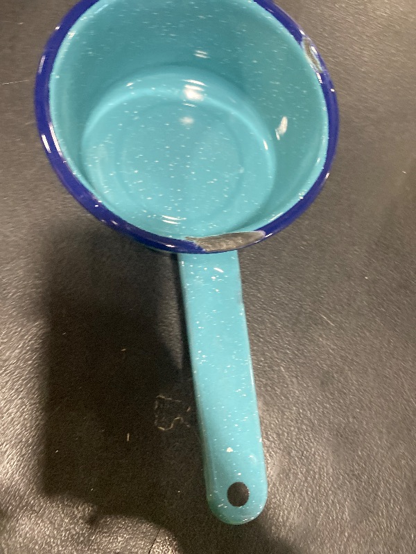 Photo 1 of CINSA 1-Quart Saucepan - Enamel on Steel Durable Non-Stick Cookware for Indoor & Outdoor Cooking - Dishwasher Safe, Non-Porous & Antibacterial Porcelain Finish (Turquoise Blue)