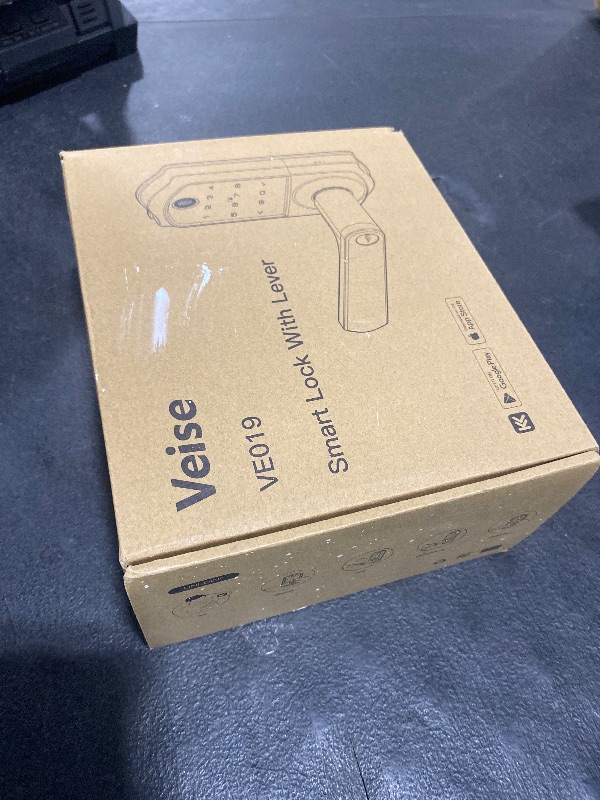 Photo 1 of Veise VE019 Fingerprint Smart Lever Lock - APP Control, Keypad Door Lock with Handle, Keyless Entry for Front Door and Bedroom, Electronic Digital Knob, Remote Grant, IP55 Weatherproof, Matte Black