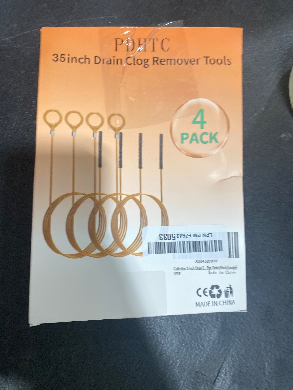 Photo 1 of PDHTC 35 Inch Drain Snake Hair Clog Remover Tool, Anti-Break Metal with Nylon Coating Sink Snake, for Bathroom Sink, Tub, Shower, Pipe Drain (4 Pack)