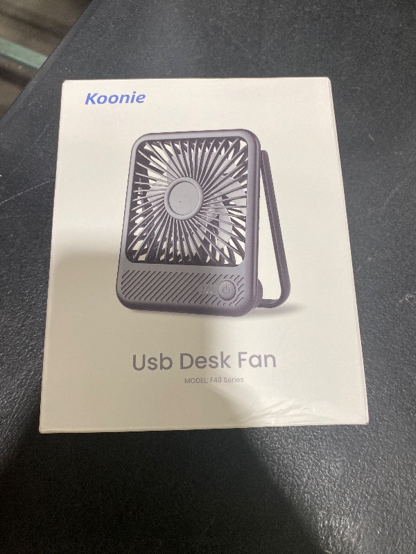 Photo 1 of Koonie USB Desk Fan, Strong Wind Ultra Quiet Small Personal Fan with 180° Tilt Folding and 3 Speeds Adjustable, USB-C Corded Powered Mini USB Fan for Office Desktop Bedroom White, NO BATTERY