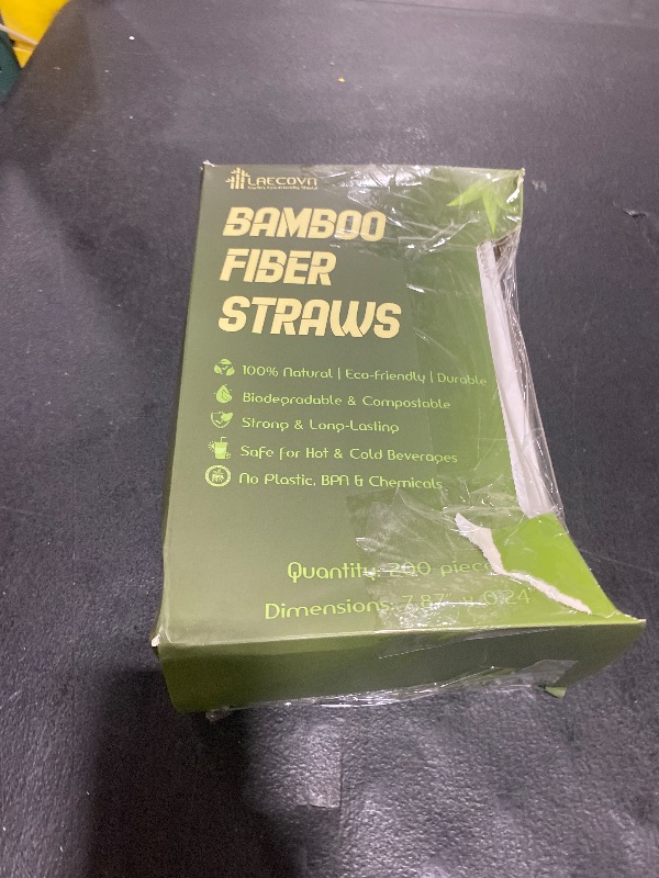Photo 1 of LAECOVN Bamboo Straws Disposable, 200 Count 7.8" Length - Compostable, Plant Fiber, Durable & Plastic Free Drinking Straw - Perfect for Boba, Smoothie, and Cocktail Straws