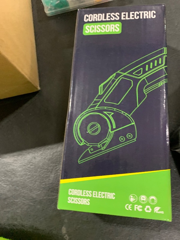 Photo 1 of Cordless Electric Scissors: 4V Rechargeable Rotary Cardboard Cutter, 3000mAh Battery, with LED Light, 2 Blades, Box Cutter for Fabric Carpet Carton Plastic Leather Cloth