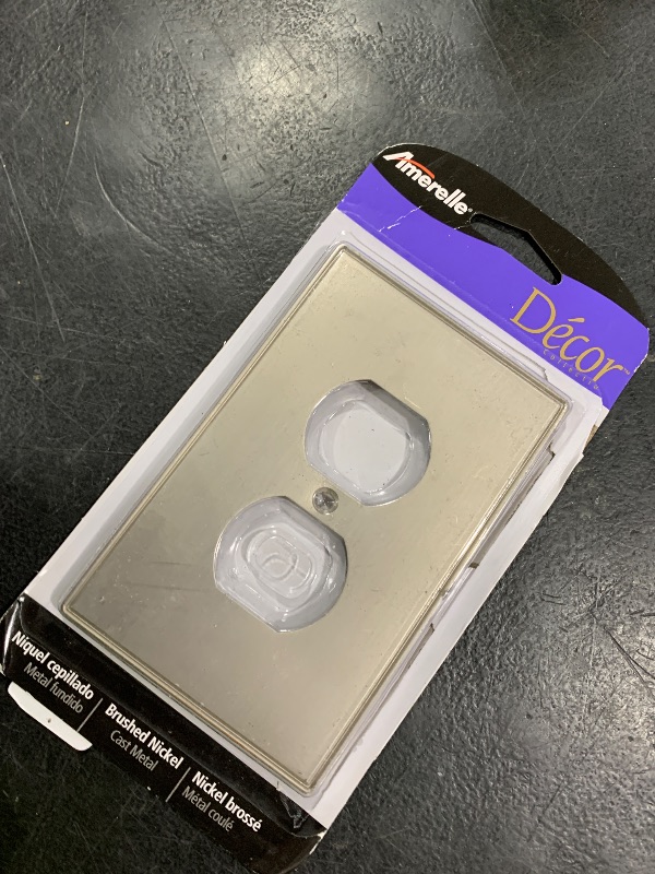 Photo 1 of Amerelle 55DBN Elan Wallplate, 1 Duplex, Cast Metal, Brushed Nickel, 1-Pack