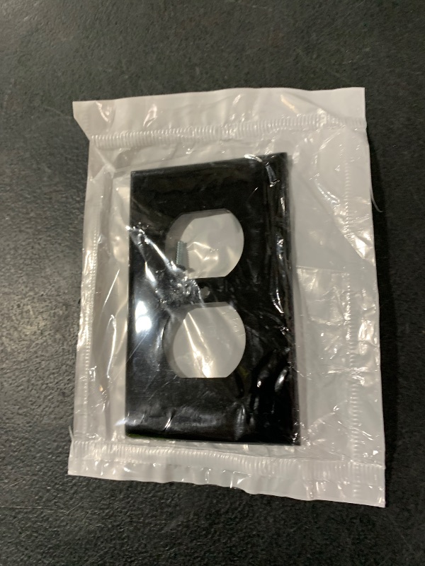 Photo 1 of Leviton 1-Gang Duplex Device Receptacle Wallplate, Standard Size, Thermoplastic Nylon, Device Mount, 80703-E, Black