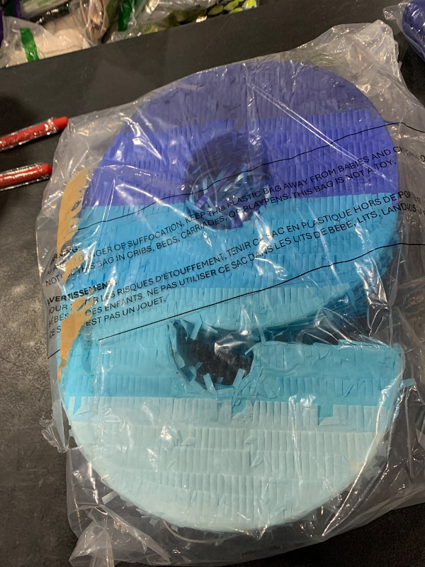 Photo 1 of BLUE PANDA 6 Pinata Pull-String - Ombre Blue 16.5 x 11.3 x 3 In - Number 6 Pinata for Birthday Decorations & Party Decoration