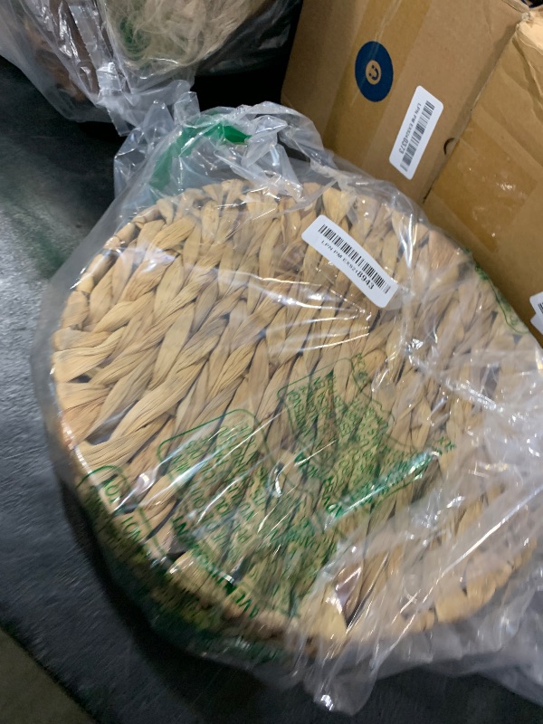 Photo 1 of Large Round Water Hyacinth Storage Baskets, Hand-Woven Natural Grass Weaving Trays with Built-in Handles, Wicker Serving Trays for Fruit, Arts, Crafts, and Home Decor