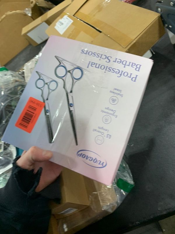 Photo 1 of YUQGAOP Hair Cutting Scissors Set, Professional Stainless Cutting Hair Scissors, Barber Hair Cutting Scissors Thinning Shears Sharp Blades Hairdresser Haircut for Women/Men/kids, LFJ1234