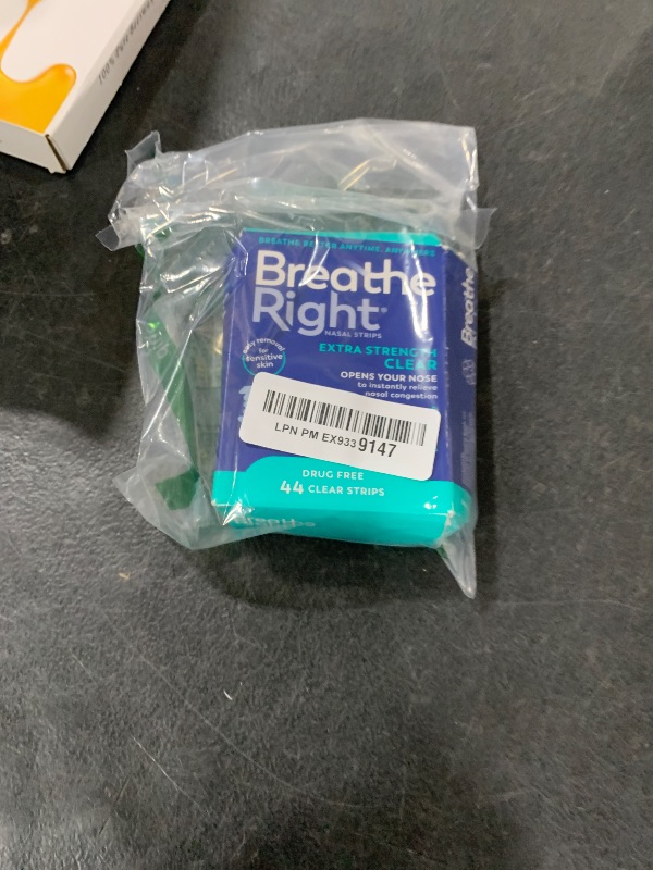 Photo 1 of Breathe Right Nasal Strips | Extra Strength | Clear | For Sensitive Skin I Drug-Free Snoring Solution & Nasal Congestion Relief Caused by Colds & Allergies | 44 Count (Packaging May Vary)