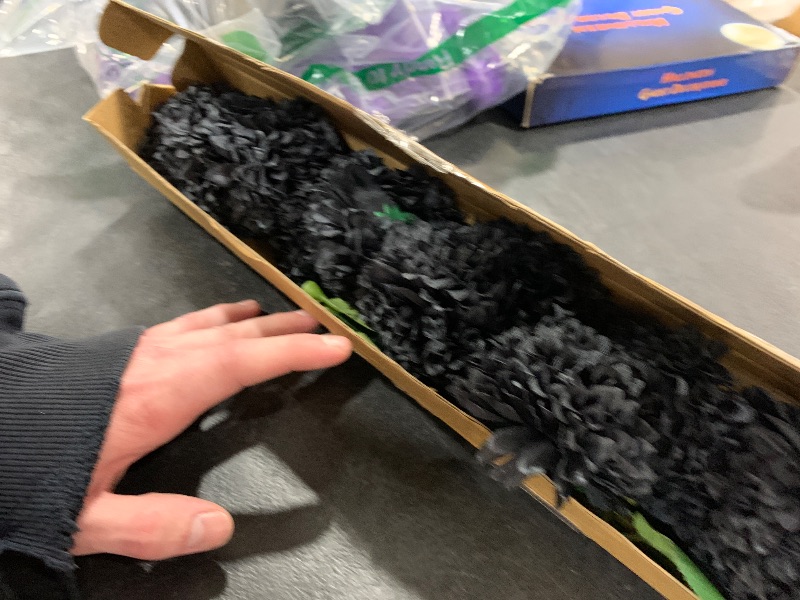 Photo 1 of Hananona 12 Pcs Artificial Chrysanthemums Flowers Ball Flower, Fake Mums Flowers Black Silk Plants for Ghothic Home Decor Indoor Floral Arrangement Halloween Table Centerpiece (12, Black)