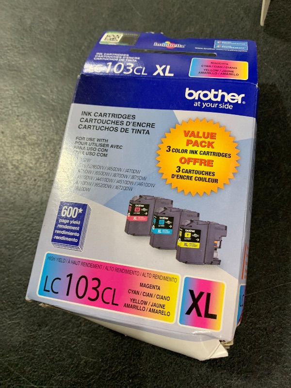 Photo 1 of Brother LC1033PKS, LC-103, Innobella High-Yield Ink, 600 Page-Yield, 3/Pack, Cyan-Magenta-Yellow