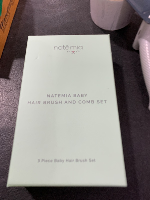 Photo 1 of Natemia Baby Hair Brush and Comb Set - Wooden Soft Bristle Brush, Cradle Cap Brush for Newborns and Toddlers