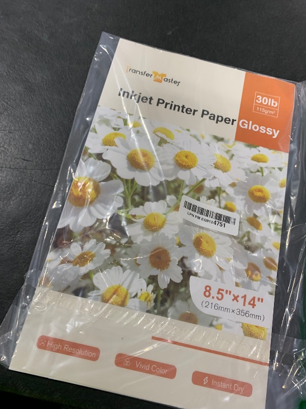 Photo 1 of Transfer Master Glossy Inkjet Printer Paper Legal Size 8.5X14 Inch 30LB for Inkjet Printers Dye Ink for Brochure Flyer 40sheets 115GSM