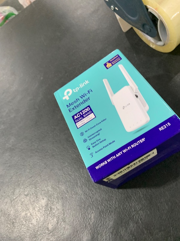 Photo 1 of TP-Link AC1200 WiFi Extender, 2025 Wirecutter Best WiFi Extender, 1.2Gbps Home Signal Booster, Dual Band 5GHz/2.4GHz, Up to 1600 Sq.ft and 32 Devices, EasyMesh Compatible, One Ethernet Port (RE315)
