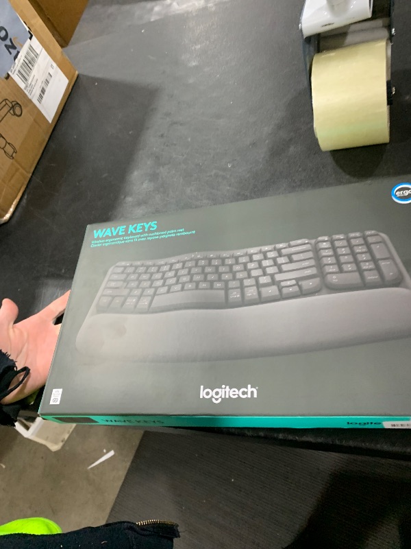 Photo 1 of Logitech Wave Keys Wireless Ergonomic Keyboard with Cushioned Palm Rest, Comfortable Natural Typing, Easy-Switch, Bluetooth, Logi Bolt Receiver, for Multi-OS, Windows/Mac - Graphite