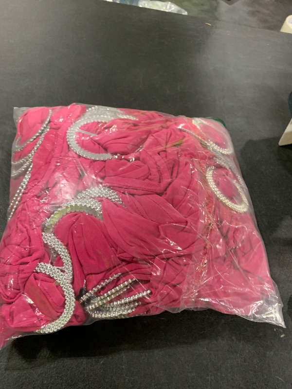 Photo 1 of Peomeise 50pcs Fuchsia Spandex Chair Sashes with Buckle Slider for Wedding, Party Decoration