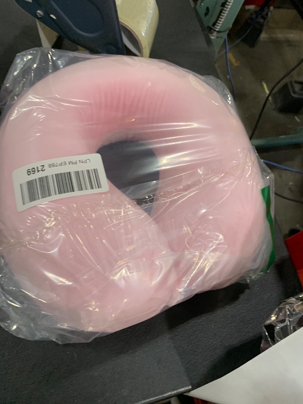 Photo 1 of SAIREIDER Travel Neck Pillow 100% Pure Memory Foam Airplane Pillow for Head Support,Soft Adjustable Pillow for Plane, Car & Home Recliner (Pink)