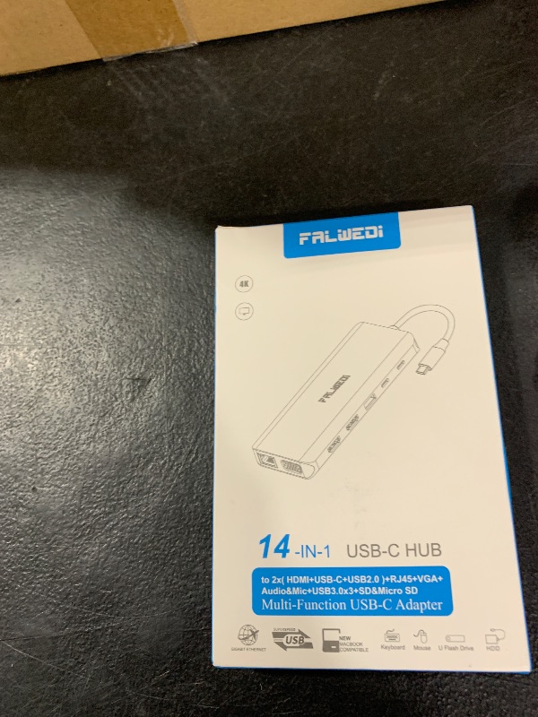 Photo 1 of USB C Laptop Docking Station, 14 in 1 Type C Hub Multiport Adapter Dongle with 3 Monitors, Dual HDMI, VGA, PD, Ethernet, SD/TF, USB C/A Ports, Mic/Audio, Compatible for Dell/Surface/HP/Lenovo Laptops