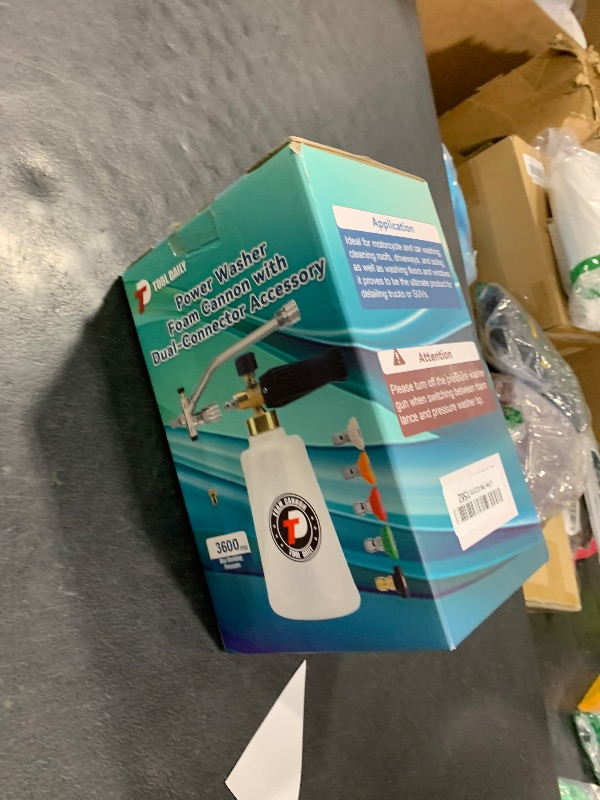 Photo 1 of Tool Daily Foam Cannon for Pressure Washer with Double Tip Attachment, Dual Lance Wide Mouth Soap Cannon, 5 Power Washer Sprayer Nozzles, 1/4" Quick Connect, 3600 PSI