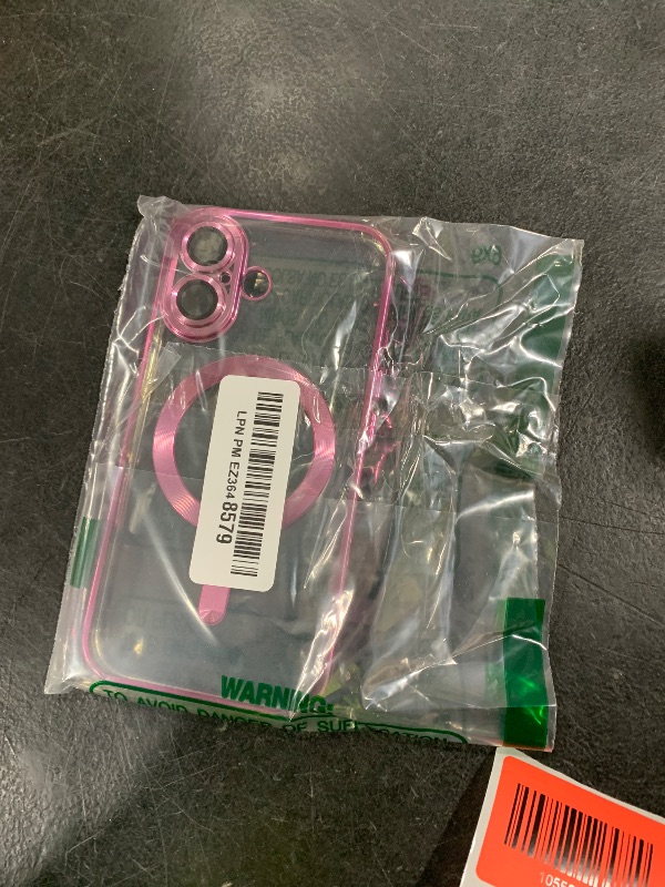Photo 1 of Misea Magnetic for iPhone 16 Case Compatible with MagSafe [Never Yellowing] [Military Grade Drop Protection] Full Camera Lens Protector Plating Soft Clear Phone Case for Women 6.1 inch, Hot Pink