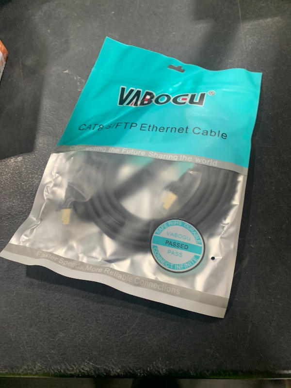 Photo 1 of Vabogu Cat 8 Ethernet Cable, 5ft Heavy Duty High Speed Internet Network Cable, 26AWG, 2000MHz 40Gbps with Gold Plated RJ45 Connectors, Shielded for Indoor & Outdoor Use