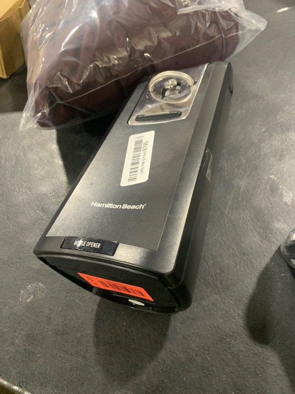 Photo 1 of Hamilton Beach Smooth Touch Electric Automatic Can Opener Easy Push Down Lever, For All Standard-Size and Pop-Top, Extra Tall, With Bottle Opening Accessory and Built-In Knife Sharpener, Black
