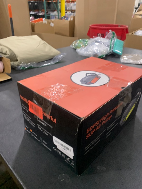 Photo 1 of 50PSI Paddle Board Pump Electric Portable, High Pressure Sup Pump - Dual Stage Inflation, Auto Shut Off and Deflate,12V DC Connector for Paddle Board/Car/Bicycle/Inflatable Bed (Battery Not Included)