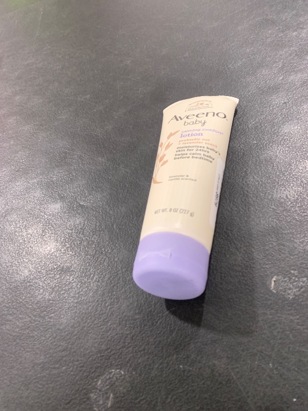 Photo 1 of Aveeno Baby Calming Comfort Moisturizing Lotion with Relaxing Lavender & Vanilla Scents, Non-Greasy Body Lotion with prebiotic Oatmeal & Dimethicone, Paraben- & Phthalate-Free, 8 fl. oz