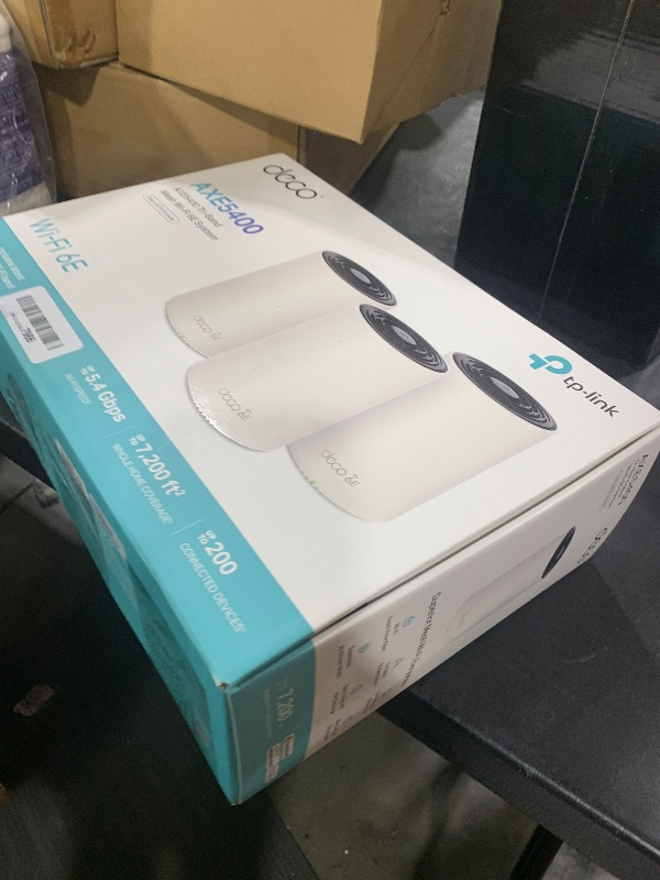 Photo 1 of TP-Link Deco XE75 AXE5400 Tri-Band WiFi 6E Mesh System - Wi-Fi up to 7200 Sq.Ft, Engadget Rated Best Mesh for Most People, Replaces WiFi Router and Extender, AI-Driven Mesh New 6GHz Band, 3-Pack