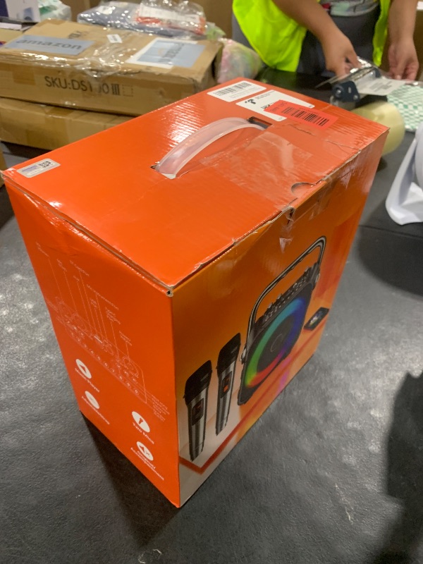 Photo 1 of Karaoke Machine, Portable Bluetooth Speaker with 2 Wireless Microphones for Adults & Kids with Lights, Karaoke Microphone with PA System Supports USB/TF/REC/FM/AUX for Home Party Home System Packages