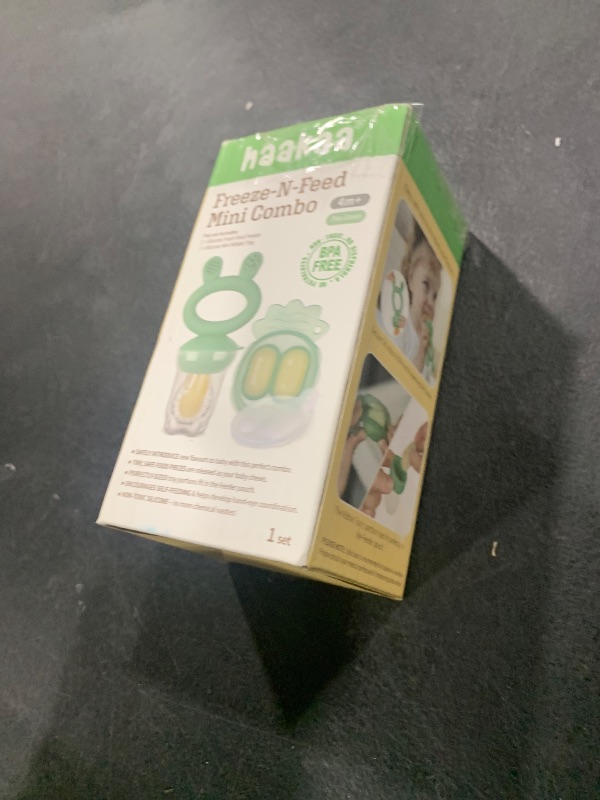 Photo 1 of Haakaa Baby Fruit Food Feeder & Mini Freezer Nibble Tray Combo, Breastmilk Popsicle Molds for Cooling Relief, BPA Free Silicone Feeder for Safe Infant Self Feeding, 4 Month+ (Pea Green)
