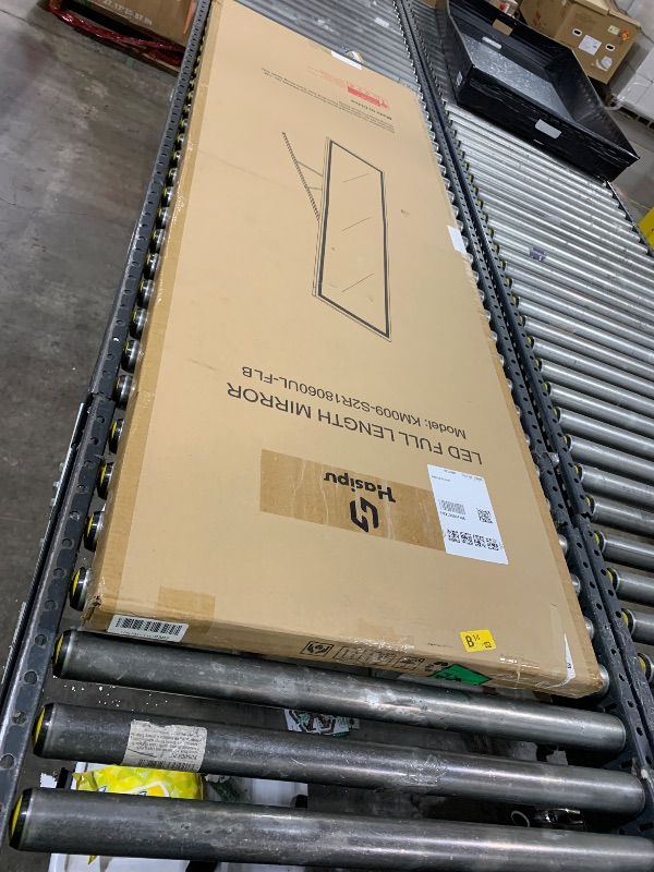 Photo 1 of Hasipu Full Length Mirror with Lights, 71" x 24" LED Lighted Floor Standing, Full Body Dressing Hanging Mounted Mirror, Dimmable, Tempered Glass, Safe to Use, Square White
