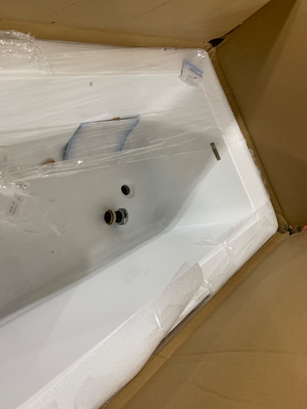 Photo 1 of WOODBRIDGE 60" Acrylic Rectangular Alcove Soaking Bathtub in White with Left Drain, Brushed Nickel pop-up Drain Included , LB428-L

